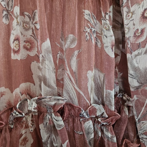 En Saison Dress S Nella Chiffon Tiered Floral Mini Lined Babydoll‎ Mauve Peasant - Picture 13 of 16